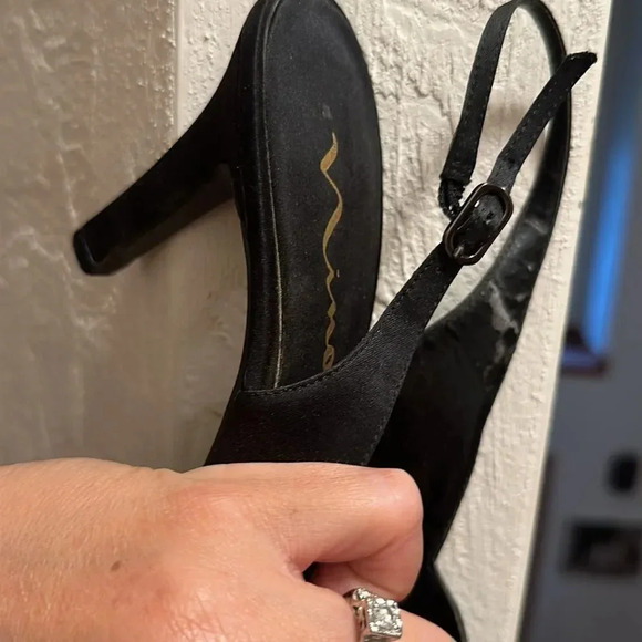 Mia black peep toe heel with sparkle. - Picture 3 of 3